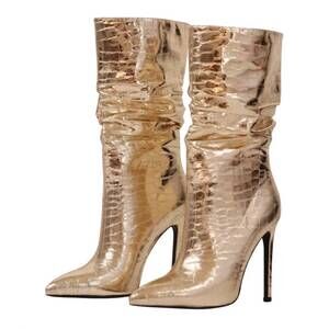 NEW ALLISON AVERY women's 90210 boots in gold